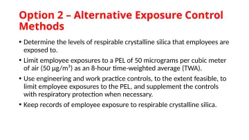 Slide 33: Option 2 – Alternative Exposure Control Methods