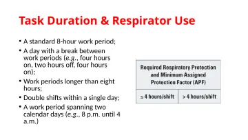 Slide 54: Task Duration & Respirator Use