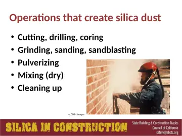 Slide 36: Operations that create silica dust