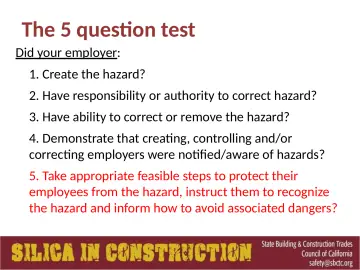 Slide 40: The 5 question test
