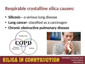 Slide 46: Respirable crystalline silica causes: