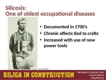 Slide 54: Silicosis: One of oldest occupational diseases