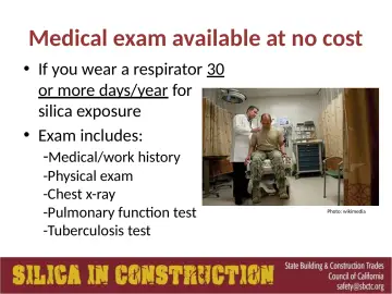 Slide 103: Medical exam available at no cost