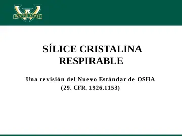 Slide 1: SÍLICE CRISTALINA RESPIRABLE