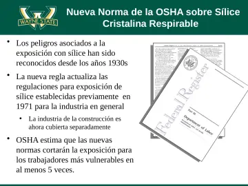 Slide 25: Nueva Norma de la OSHA sobre Sílice Cristalina Respirable