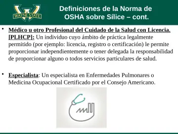 Slide 31: Definiciones de la Norma de OSHA sobre Sílice – cont.