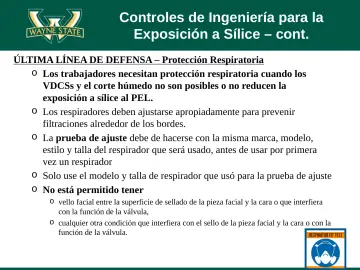 Slide 37: Controles de Ingeniería para la Exposición a Sílice – cont.