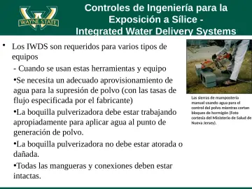 Slide 38: Controles de Ingeniería para la Exposición a Sílice -