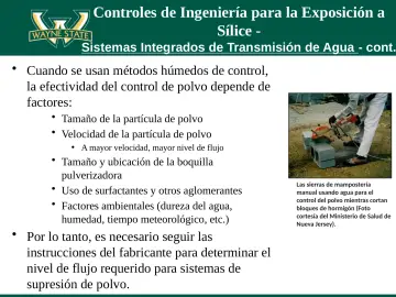 Slide 39: Controles de Ingeniería para la Exposición a Sílice -