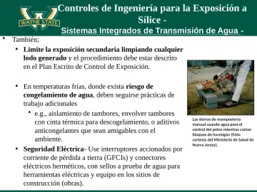Slide 40: Controles de Ingeniería para la Exposición a Sílice -