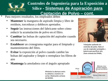 Slide 42: Controles de Ingeniería para la Exposición a Sílice - Sistemas de Aspiración para…