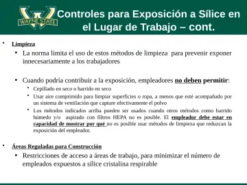 Slide 44: Controles para Exposición a Sílice en el Lugar de Trabajo – cont.