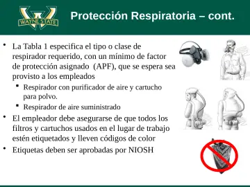 Slide 53: Protección Respiratoria – cont.