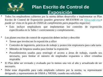 Slide 55: Plan Escrito de Control de Exposición