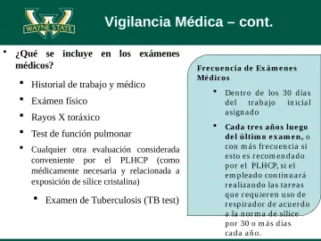 Slide 58: Vigilancia Médica – cont.
