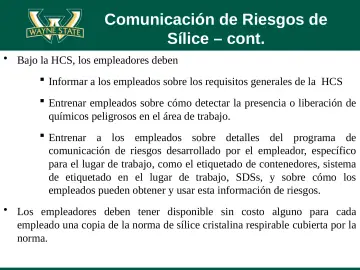 Slide 61: Comunicación de Riesgos de Sílice – cont.