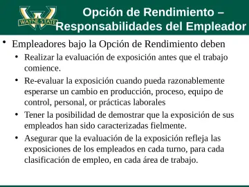 Slide 69: Opción de Rendimiento – Responsabilidades del Empleador