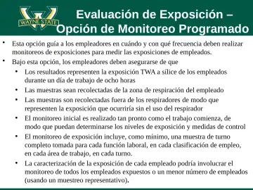 Slide 70: Evaluación de Exposición – Opción de Monitoreo Programado