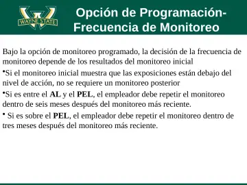 Slide 71: Opción de Programación- Frecuencia de Monitoreo