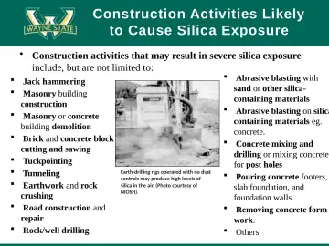 Slide 16: Construction Activities Likely to Cause Silica Exposure