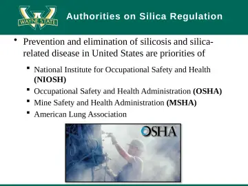 Slide 23: Authorities on Silica Regulation