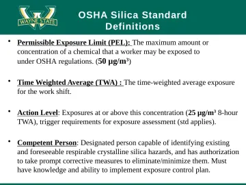Slide 29: OSHA Silica Standard