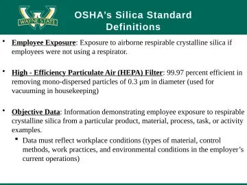 Slide 30: OSHA’s Silica Standard