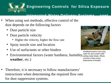 Slide 39: Engineering Controls for Silica Exposure