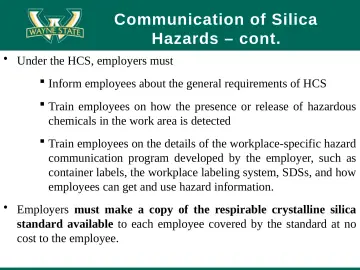 Slide 61: Communication of Silica