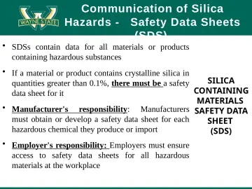 Slide 62: Communication of Silica