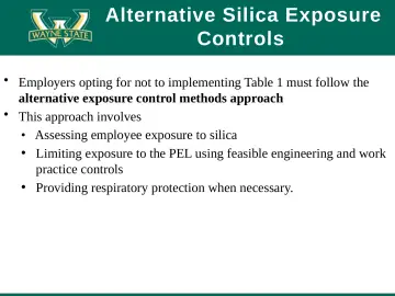 Slide 64: Alternative Silica Exposure Controls