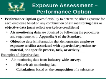 Slide 68: Exposure Assessment – Performance Option