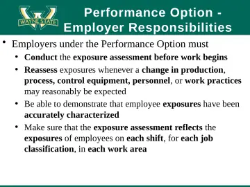 Slide 69: Performance Option - Employer Responsibilities