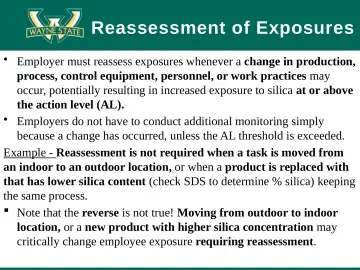 Slide 72: Reassessment of Exposures