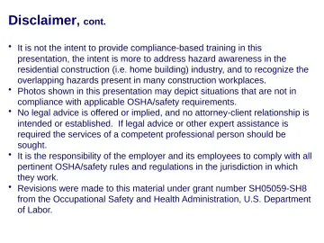 Slide 3: Disclaimer , cont.