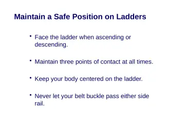 Slide 36: Maintain a Safe Position on Ladders