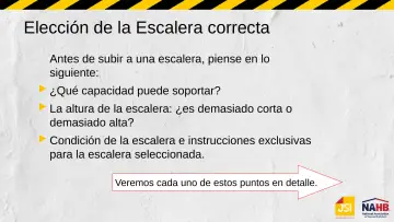 Slide 10: Elección de la Escalera correcta