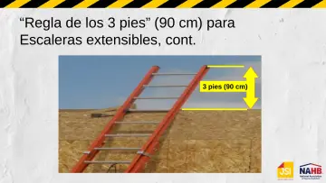 Slide 16: “Regla de los 3 pies” (90 cm) para Escaleras extensibles, cont.