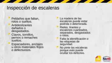 Slide 20: Inspección de escaleras