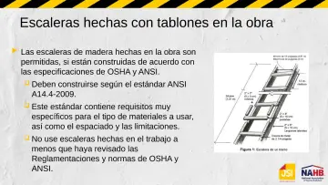 Slide 21: Escaleras hechas con tablones en la obra