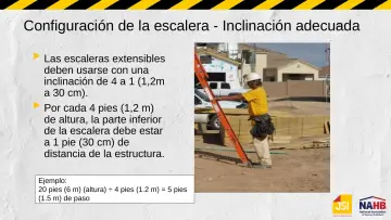 Slide 26: Configuración de la escalera - Inclinación adecuada