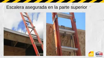 Slide 34: Escalera asegurada en la parte superior