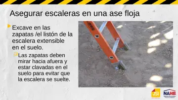 Slide 36: Asegurar escaleras en una ase floja