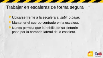 Slide 40: Trabajar en escaleras de forma segura
