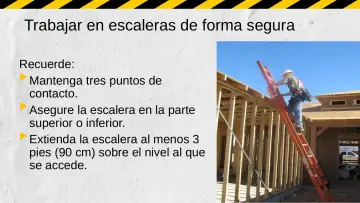 Slide 42: Trabajar en escaleras de forma segura
