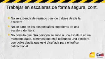 Slide 43: Trabajar en escaleras de forma segura, cont.