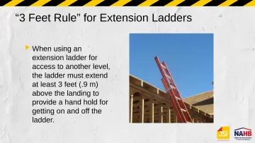 Slide 14: “3 Feet Rule” for Extension Ladders