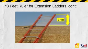 Slide 16: “3 Feet Rule” for Extension Ladders, cont.