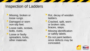 Slide 20: Inspection of Ladders