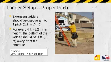 Slide 26: Ladder Setup – Proper Pitch